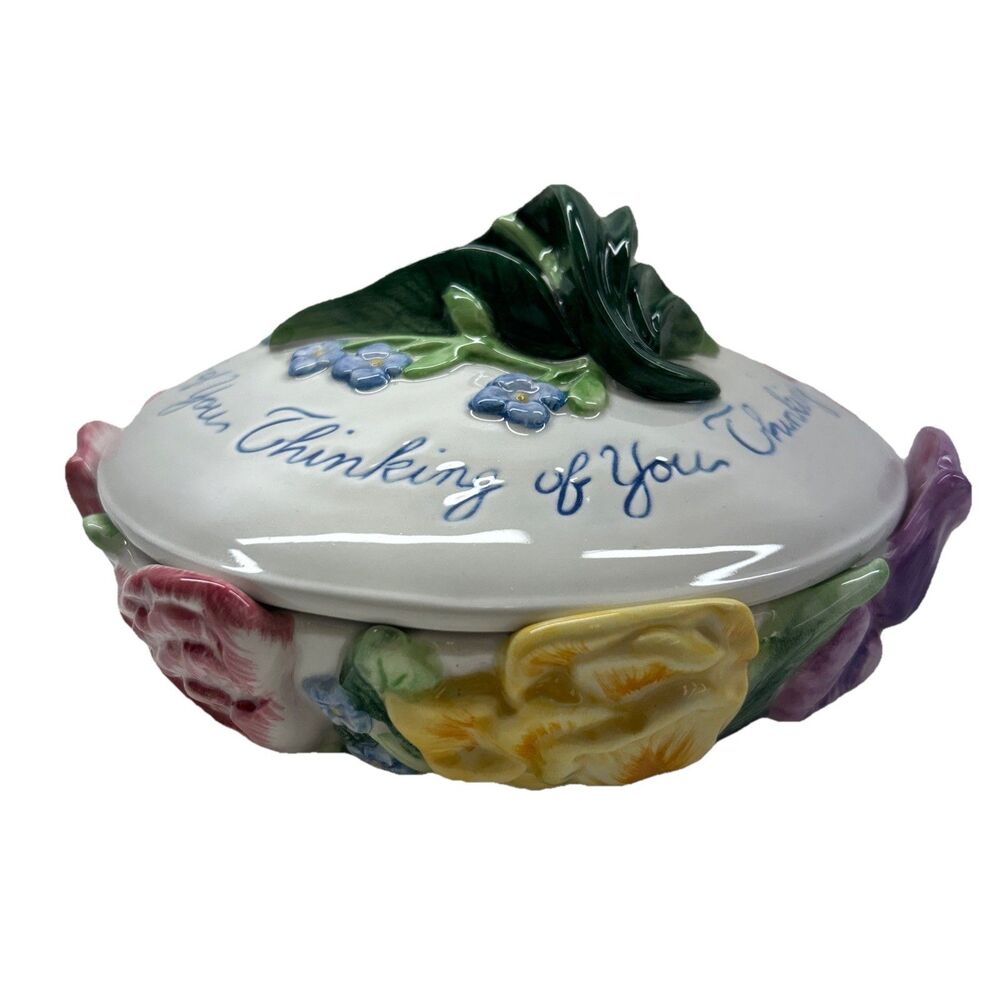 Fitz and Floyd Spring Bouquet Lidded Bowl Thinking of You Decoration